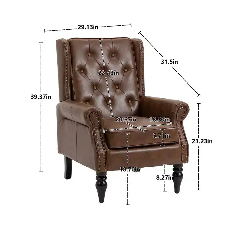 Poltrona d'accento in similpelle con gambe in legno, seduta singola