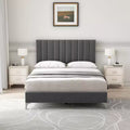 Platform Bed Frame with Adjustable Upholstered Headboard, Heavy Duty Support, Noise Free Wooden Slats, No Box Spring Needed, Easy Assembly, Grey