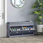 Panca scarpiera con cuscino, 2 cassetti, Nero/Grigio/Bianco