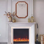 Specchio da parete in legno massello con angoli arrotondati, marrone, stile rustico moderno, 60x90 cm