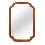 Specchio da parete in legno massello con angoli arrotondati, marrone, stile rustico moderno, 60x90 cm