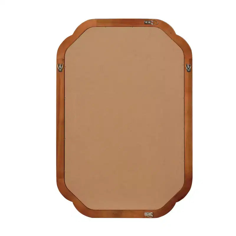 Specchio da parete in legno massello con angoli arrotondati, marrone, stile rustico moderno, 60x90 cm