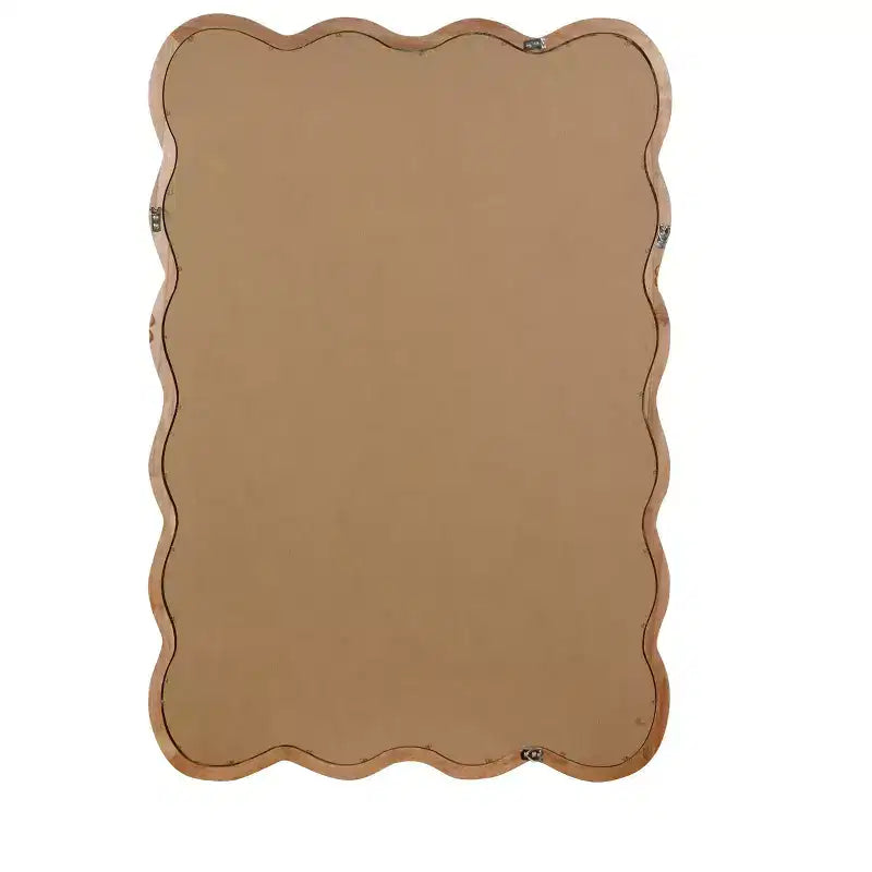 Specchio da parete rettangolare ondulato in legno naturale, 24x36 pollici, singolo