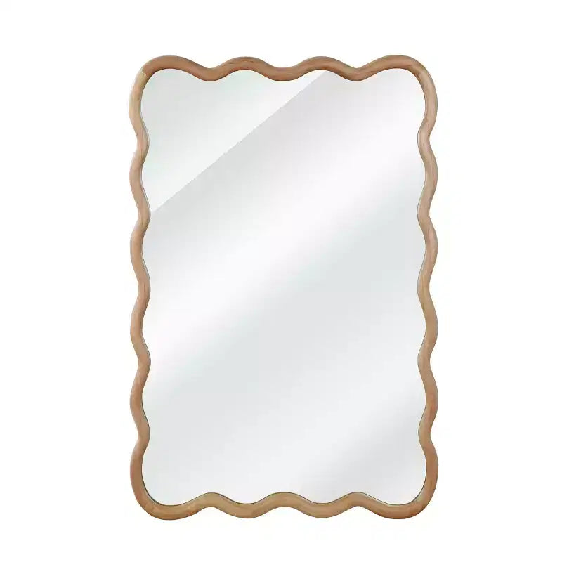 Specchio da parete rettangolare ondulato in legno naturale, 24x36 pollici, singolo
