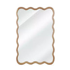 Specchio da parete rettangolare ondulato in legno naturale, 24x36 pollici, singolo