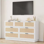 Cassettiera in Rattan Bianco a 7 cassetti, larghezza 140 cm – Utente Singolo