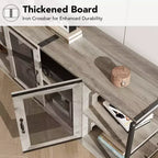Mobile TV rustico da 63" con ante in rete, Rovere rustico / Grigio / Vintage, Adatto per TV 65"+