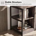 Mobile TV rustico da 63" con ante in rete, Rovere rustico / Grigio / Vintage, Adatto per TV 65"+