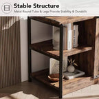 Mobile TV rustico da 63" con ante in rete, Rovere rustico / Grigio / Vintage, Adatto per TV 65"+