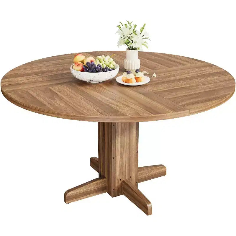 Tavolo da pranzo rotondo per 4 – Nero/Grigio/Noce, stile colonico a 4 gambe