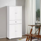 Dispensa da cucina a colonna bianca, a 4 ante con cassetto