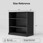 Mobile Contenitore Nero Senza Ante in Legno, Libreria Aperta a 2 Ripiani, 79x79x40 cm