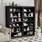 Mobile Contenitore Nero Senza Ante in Legno, Libreria Aperta a 2 Ripiani, 79x79x40 cm