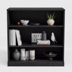 Mobile Contenitore Nero Senza Ante in Legno, Libreria Aperta a 2 Ripiani, 79x79x40 cm
