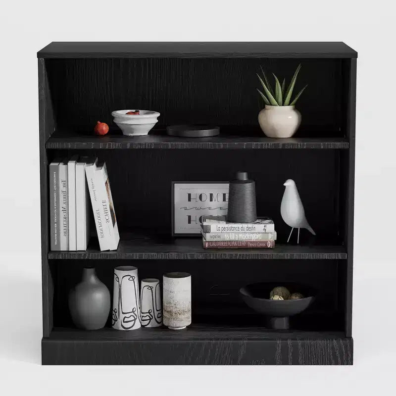 Mobile Contenitore Nero Senza Ante in Legno, Libreria Aperta a 2 Ripiani, 79x79x40 cm