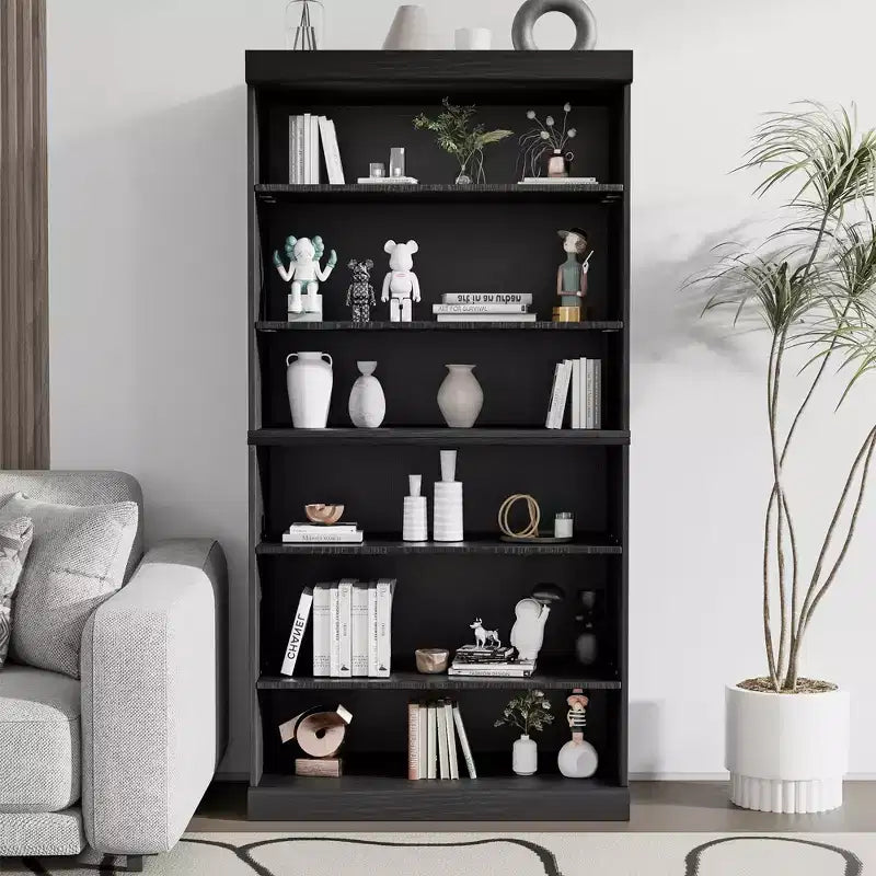 Mobile Contenitore Nero Senza Ante in Legno, Libreria Aperta a 2 Ripiani, 79x79x40 cm