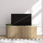 Mobile Porta TV ad Angolo con Ante a Persiana, Rovere Nero / Rovere Oslo / Pergamena / Noce Reale, Adatto per TV fino a 50"