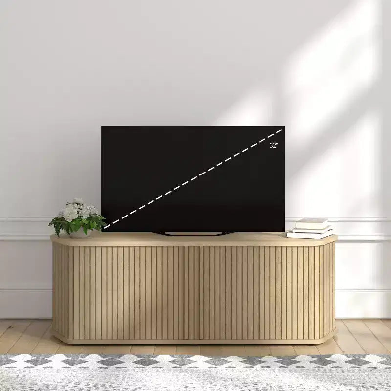 Mobile Porta TV ad Angolo con Ante a Persiana, Rovere Nero / Rovere Oslo / Pergamena / Noce Reale, Adatto per TV fino a 50"