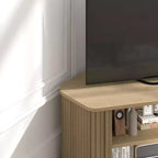 Mobile Porta TV ad Angolo con Ante a Persiana, Rovere Nero / Rovere Oslo / Pergamena / Noce Reale, Adatto per TV fino a 50"