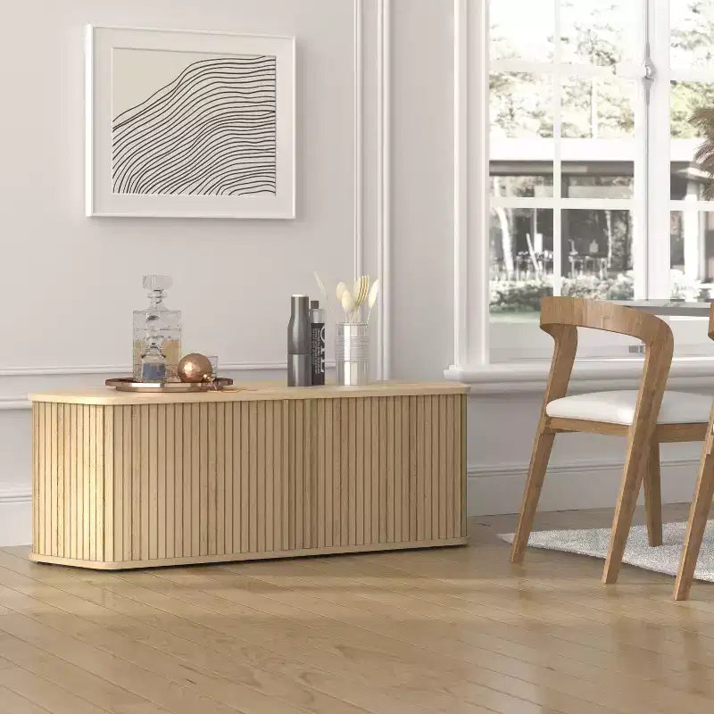 Mobile Porta TV ad Angolo con Ante a Persiana, Rovere Nero / Rovere Oslo / Pergamena / Noce Reale, Adatto per TV fino a 50"