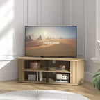 Mobile Porta TV ad Angolo con Ante a Persiana, Rovere Nero / Rovere Oslo / Pergamena / Noce Reale, Adatto per TV fino a 50"