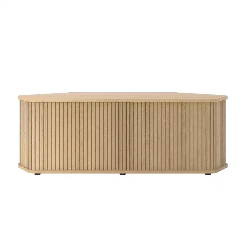 Mobile Porta TV ad Angolo con Ante a Persiana, Rovere Nero / Rovere Oslo / Pergamena / Noce Reale, Adatto per TV fino a 50"