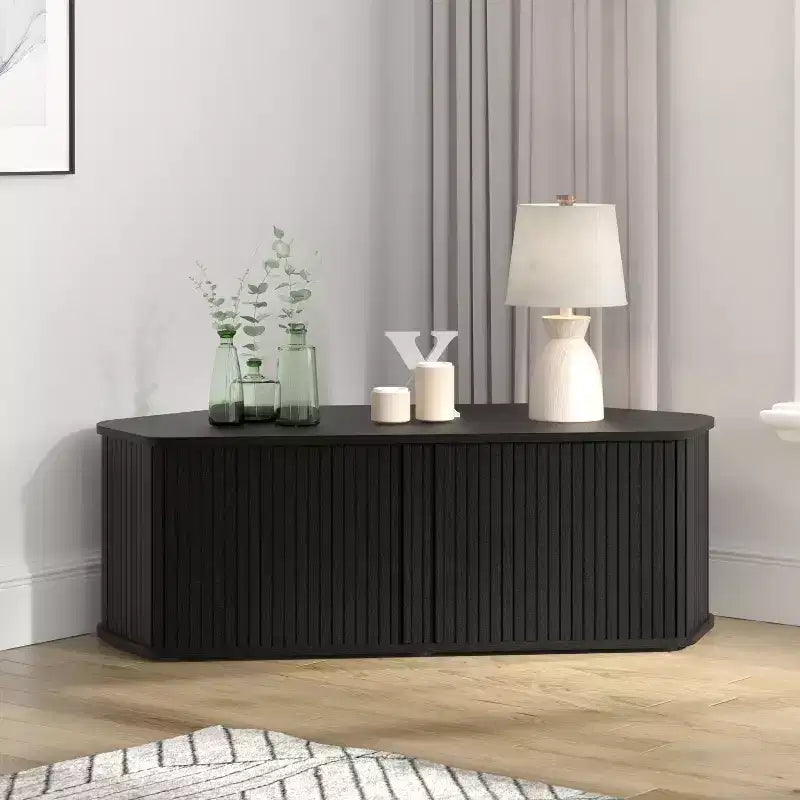 Galano Corner TV Stand with Fluted Doors 43.3 W  20.0 D  14.8 H