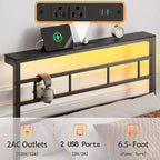 Struttura letto a piattaforma in metallo nero Twin con luci LED e stazione di ricarica, testiera contenitore, 1 persona