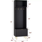 Mobile ingresso 4 in 1 bianco con scarpiera, panca e 4 ganci, 188 cm