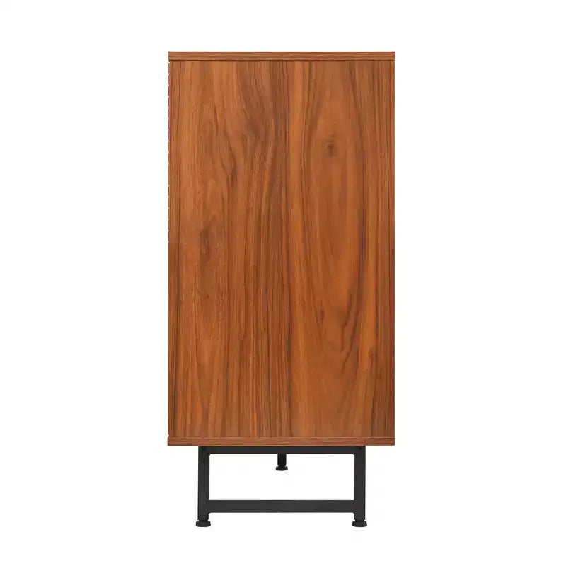 Madia moderna di metà secolo color noce, mobile contenitore a 4 ante, 150 cm, montaggio da 1 persona