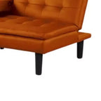 Divano Letto Futon in Similpelle Arancione con Vassoio a Scomparsa e Portabicchieri, 2 Posti