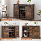 Mobile per vino a forma di porta da fienile da 47" con portabicchieri e portabottiglie, colore fuoco / avorio chiaro / bianco+mango