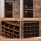 Mobile per vino a forma di porta da fienile da 47" con portabicchieri e portabottiglie, colore fuoco / avorio chiaro / bianco+mango