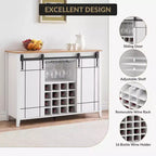 Mobile per vino a forma di porta da fienile da 47" con portabicchieri e portabottiglie, colore fuoco / avorio chiaro / bianco+mango