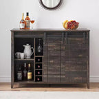 Mobile per vino a forma di porta da fienile da 47" con portabicchieri e portabottiglie, colore fuoco / avorio chiaro / bianco+mango