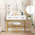 Set di toeletta bianco illuminato con specchio e sgabello, 1 persona