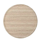 Tavolino rotondo beige a tamburo, piano effetto marmo, 2 misure