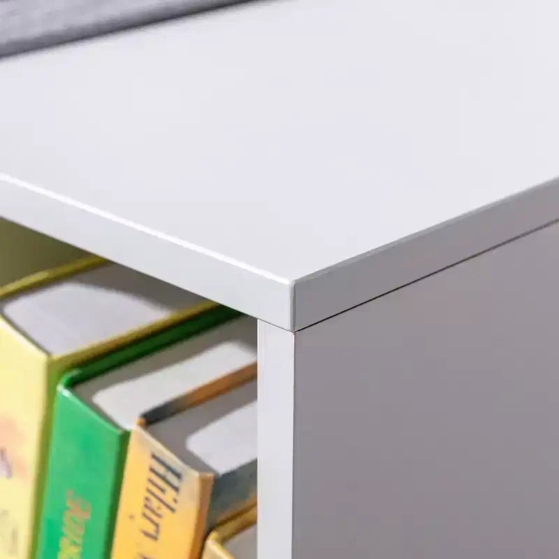 Panca portaoggetti per bambini a 6 scomparti con cuscino, Grigio/Naturale, 1 bambino