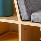 Panca portaoggetti per bambini a 6 scomparti con cuscino, Grigio/Naturale, 1 bambino