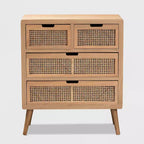Cassettiera a 4 cassetti in rovere – Legno e rattan, montaggio a 1 persona