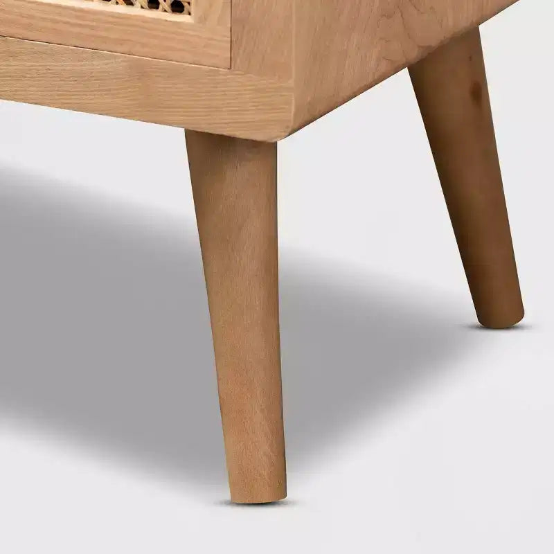 Cassettiera a 4 cassetti in rovere – Legno e rattan, montaggio a 1 persona