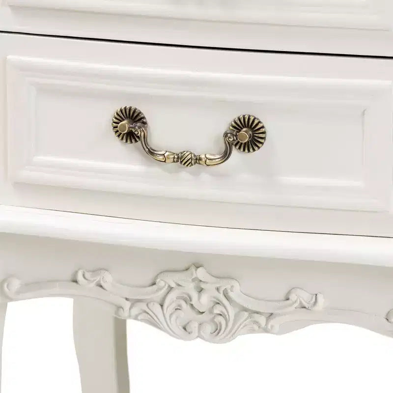 Comodino a 2 cassetti bianco e rovere, stile provenzale con ripiano aperto