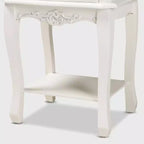 Comodino a 2 cassetti bianco e rovere, stile provenzale con ripiano aperto