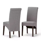 Sedia da pranzo Parson schienale alto effetto lino tortora / beige chiaro, set da 2