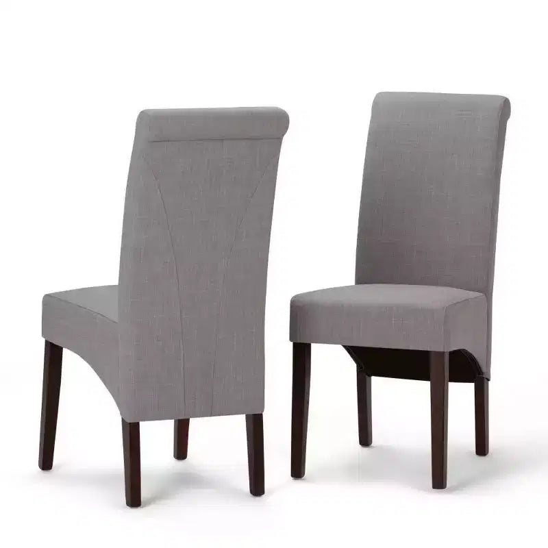 Sedia da pranzo Parson schienale alto effetto lino tortora / beige chiaro, set da 2