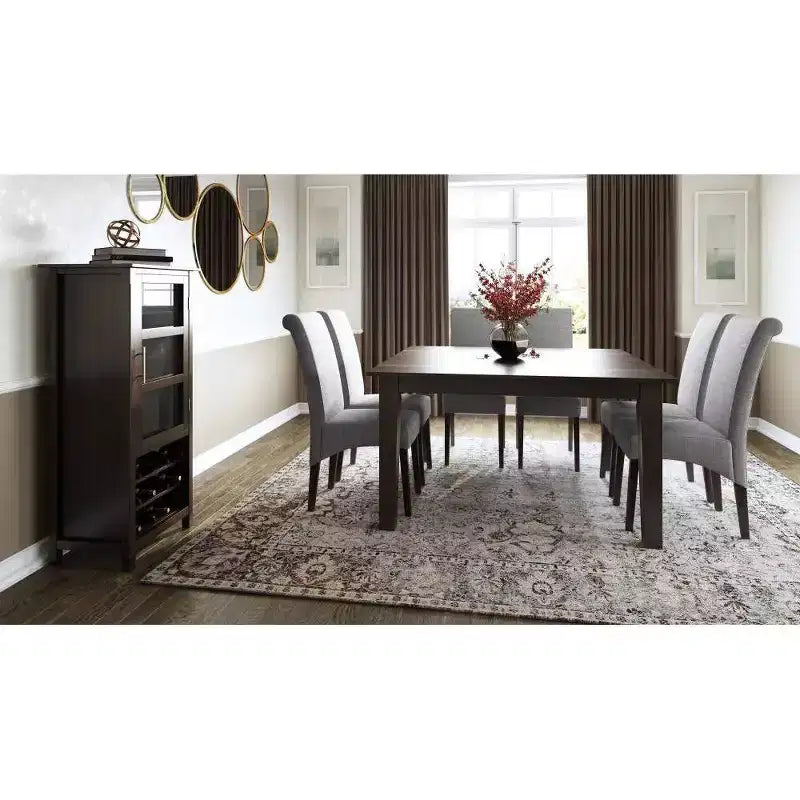 Sedia da pranzo Parson schienale alto effetto lino tortora / beige chiaro, set da 2