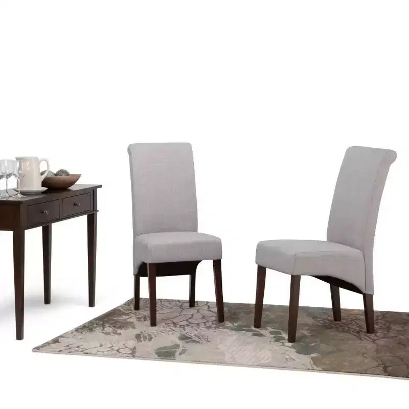Sedia da pranzo Parson schienale alto effetto lino tortora / beige chiaro, set da 2