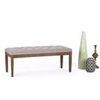 Panca pouf trapuntata da 48" – Naturale / Grigio / Marrone, Lino e Similpelle, 1 Posto