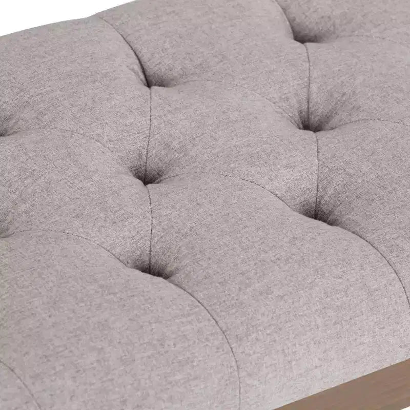 Panca pouf trapuntata da 48" – Naturale / Grigio / Marrone, Lino e Similpelle, 1 Posto