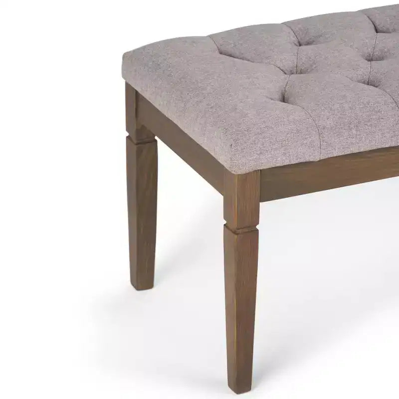Panca pouf trapuntata da 48" – Naturale / Grigio / Marrone, Lino e Similpelle, 1 Posto